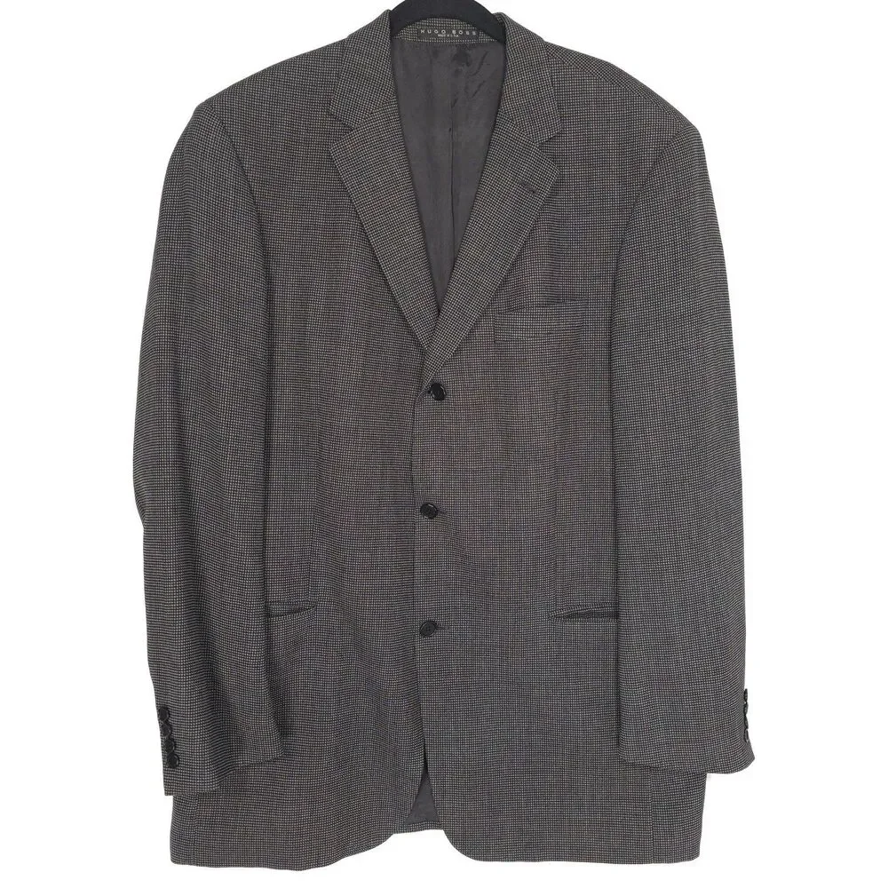 HUGO BOSS Vintage Sport Coat Blazer 44L USA MADE EINSTEIN Virgin Wool UNION MADE